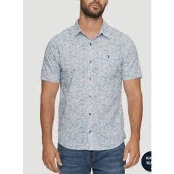 Flag and Anthem Printed Short Sleeve Button Down NWT Size L  236 - Picture 3 of 9